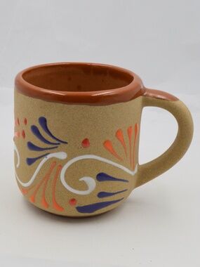 Mexican Handcrafted Pottery Clay Mug Cup Hand Painted Glaze Design 14oz NEW